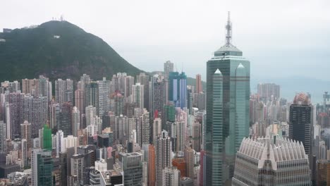 vista de pájaro de los rascacielos de oficinas y apartamentos en uno de los lugares más densamente poblados del mundo