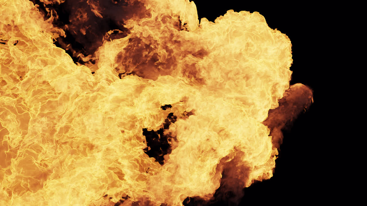 Dynamic Fire Bursting and Spreading on Black Background
