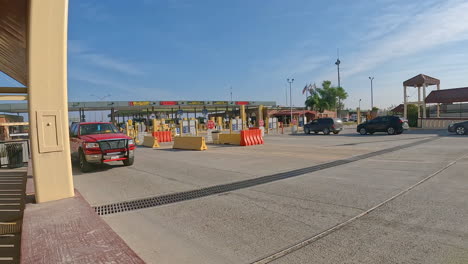 Slow-pan-of-Boarder-and-Customs-booth-at-the-USA---Mexico-boarder-near-Donna-Texas