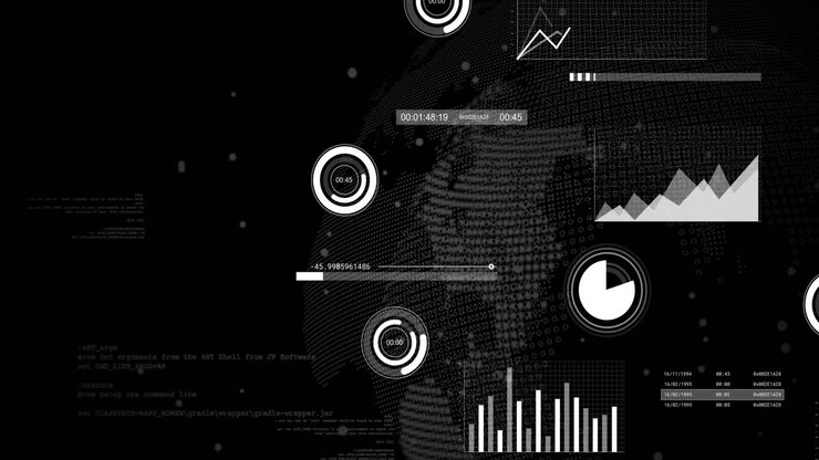 Animation of financial data processing over world map