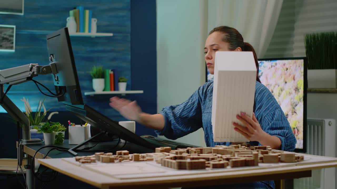 Architect analyzing maquette for architectural development