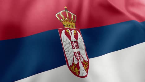 waving flag of serbia animation, red, blue, white stripes with coat of arms, national symbol
