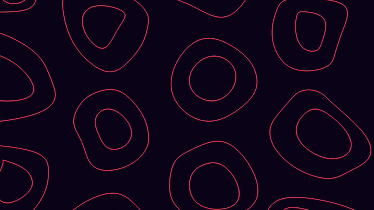 Curved red lines on black background seamless pattern of shapes