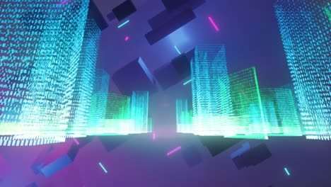 animation of 3d cubes with grids and purple background