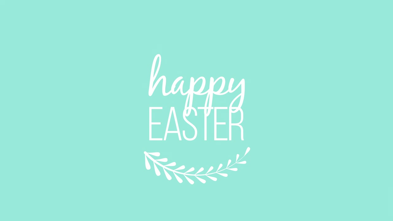 Buona Pasqua con foglie bianche su sfumatura blu