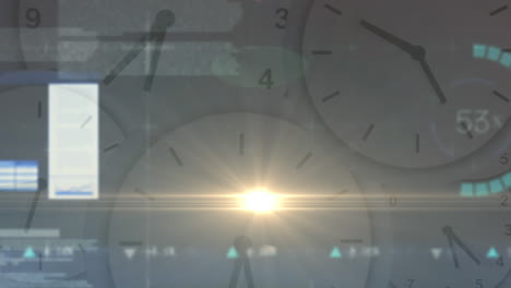 animación del procesamiento de datos financieros a través de relojes