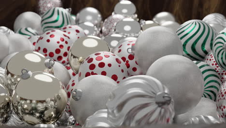 christmas ornaments in a wooden box