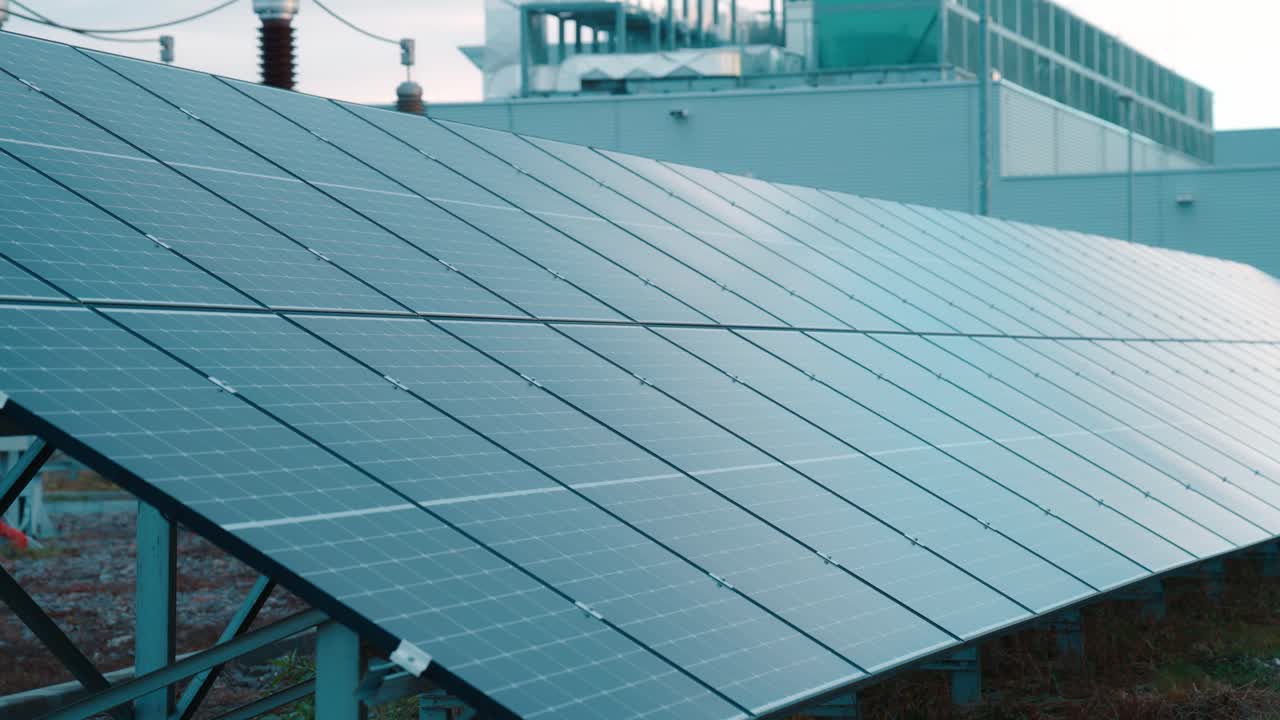 Solar panels capturing sunlight on a bright day, sustainable energy focus