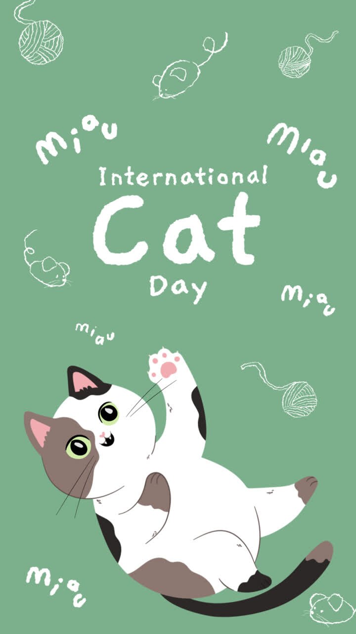 Motion Graphic of Flat international cat day instagram stories collection