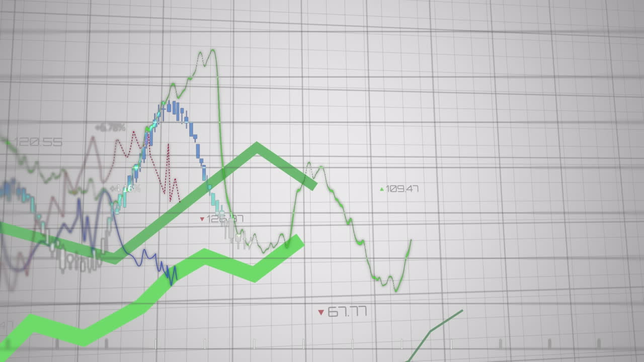 animación del procesamiento de datos financieros y las estadísticas a través de la red.