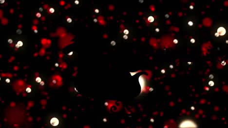 animación de santa claus en trineo sobre puntos de luz en el fondo negro.