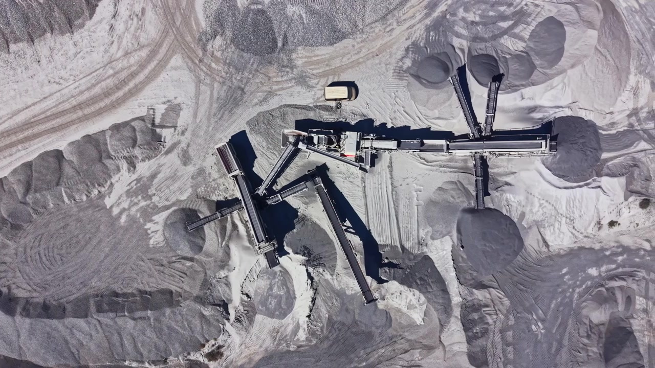 Aerial View of Industrial Stone Crushing Plant in Operation