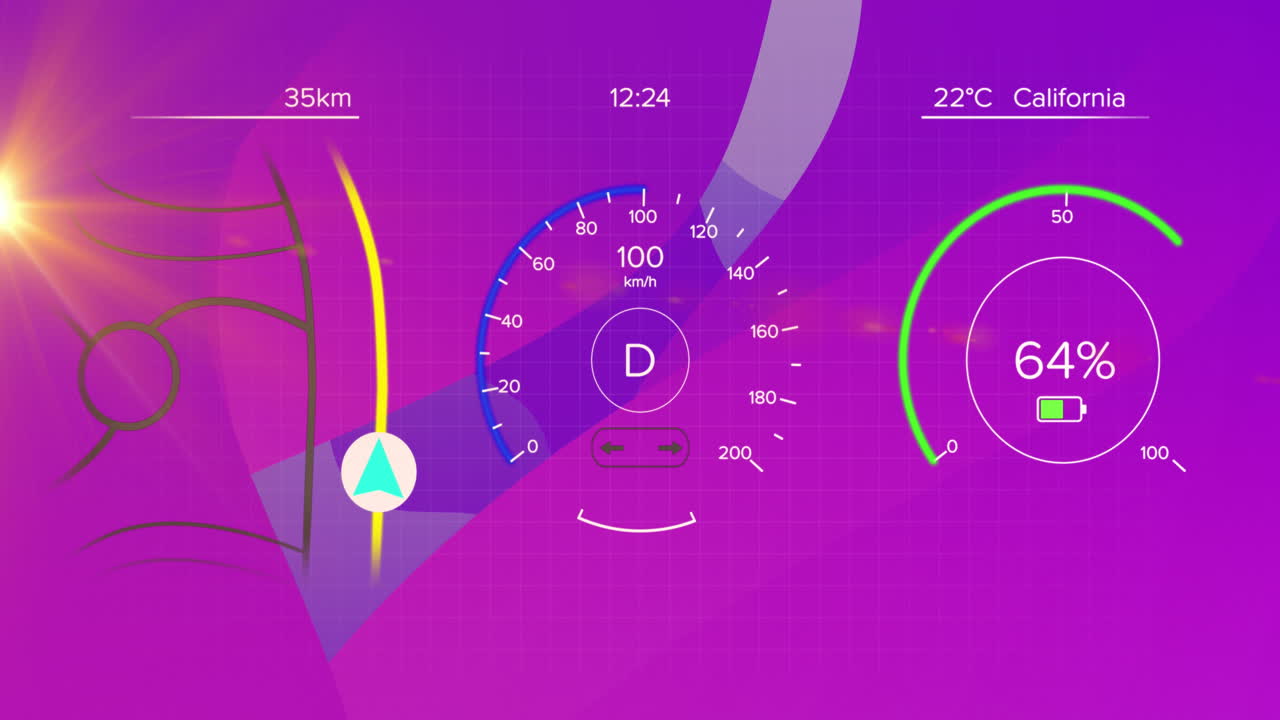 분홍색 배경 위의 데이터 처리 애니메이션