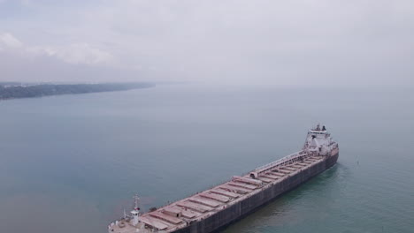 self-unloading bulk carrier sailing in the ocean near kingsville, ontario