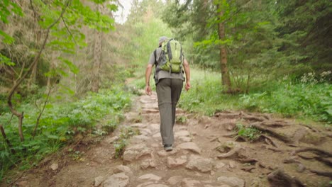 Hiker-walking-up-the-mountain-and-enjoying-the-view