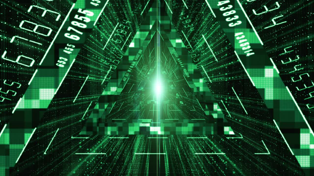 Abstract digital matrix particles flow,  Digital data connection, Technology concept background.