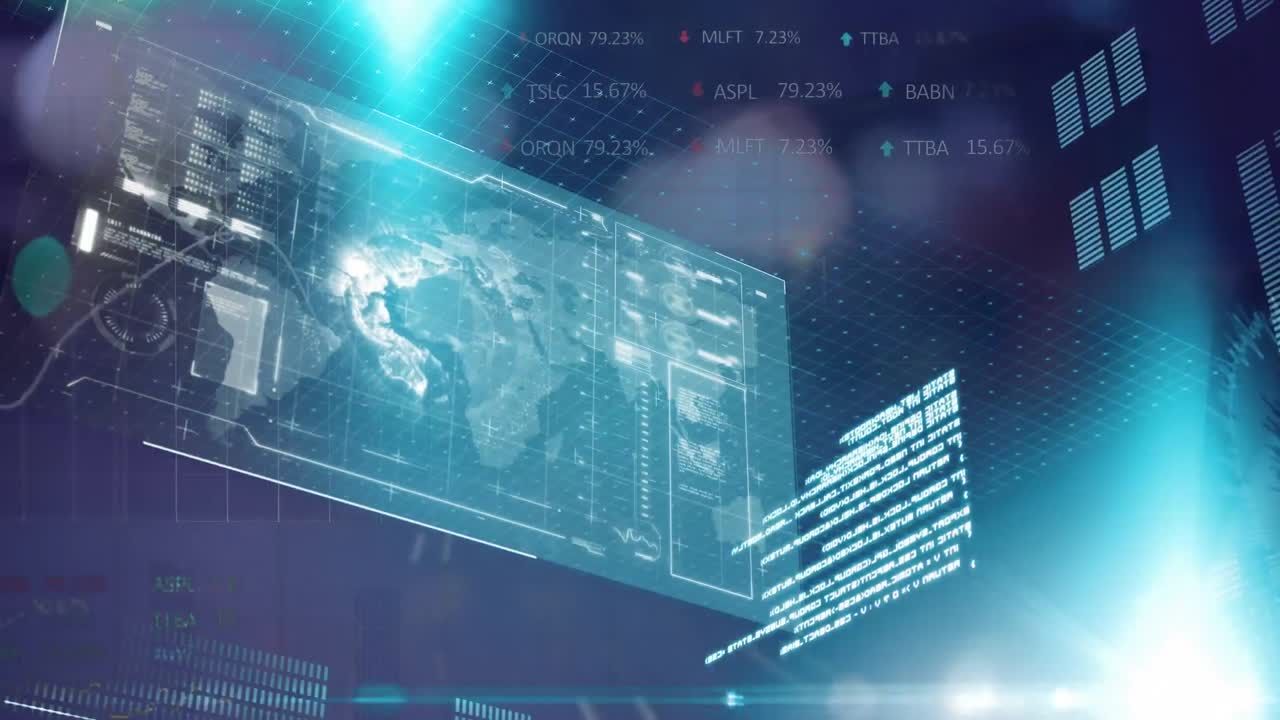 빛의 반점 위에 데이터 처리의 애니메이션