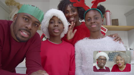 two families video call for christmas