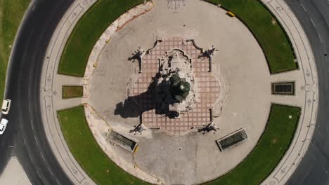 top view of marques de pombal square, lisbon, portugal