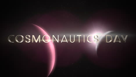 cosmonautics day with red planets and light of star in galaxy