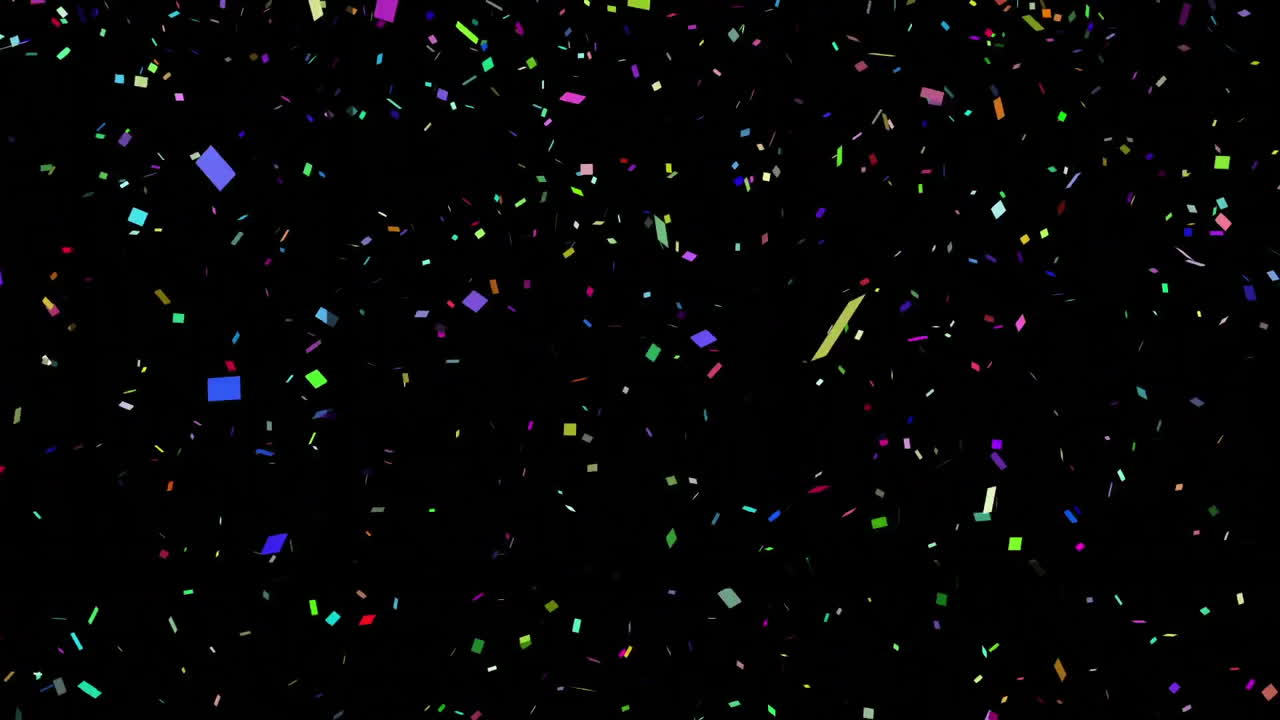 Animazione di coriandoli colorati che cadono su sfondo nero