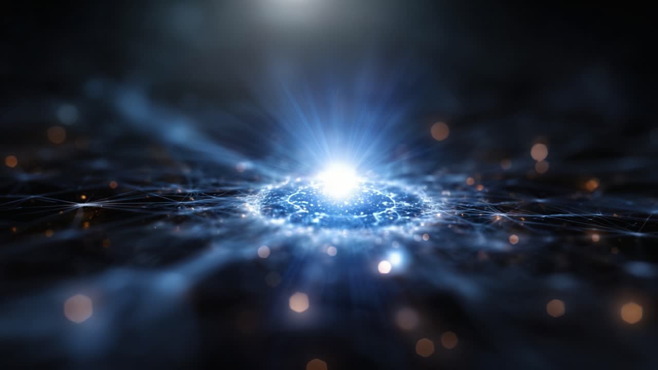 Uno sguardo nella danza cosmica di luce ed energia: una manifestazione eterea di particelle radianti in un vasto universo, che cattura la bellezza delle forze celesti