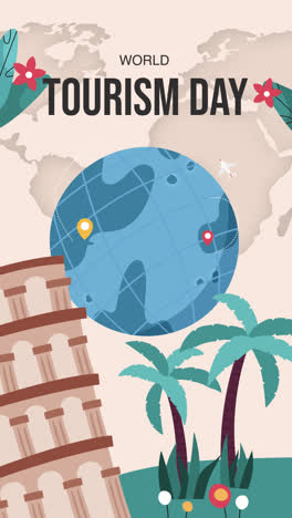 an animation of flat background for world tourism day celebration