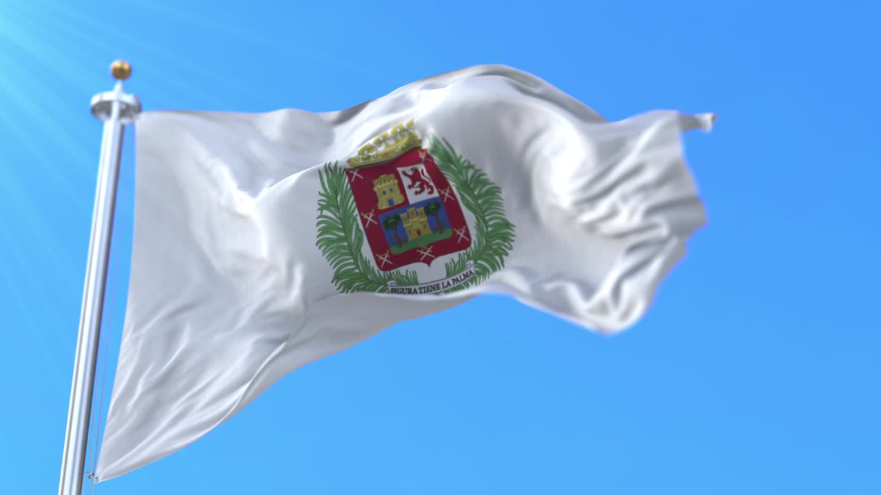 bandera de la ciudad española de las palmas en las islas canarias, españa - bucle