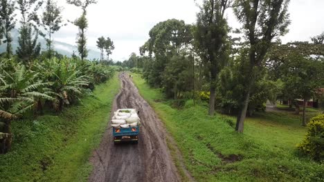 Camión-Cargado-Con-Granos-De-Café-En-Bolsas-Que-Se-Transportan-A-La-Estación-De-Compra