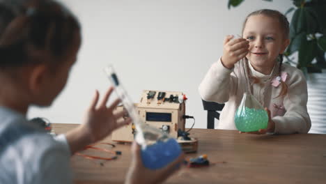 little girls interested in science