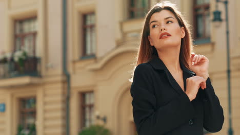 stylish business woman in city