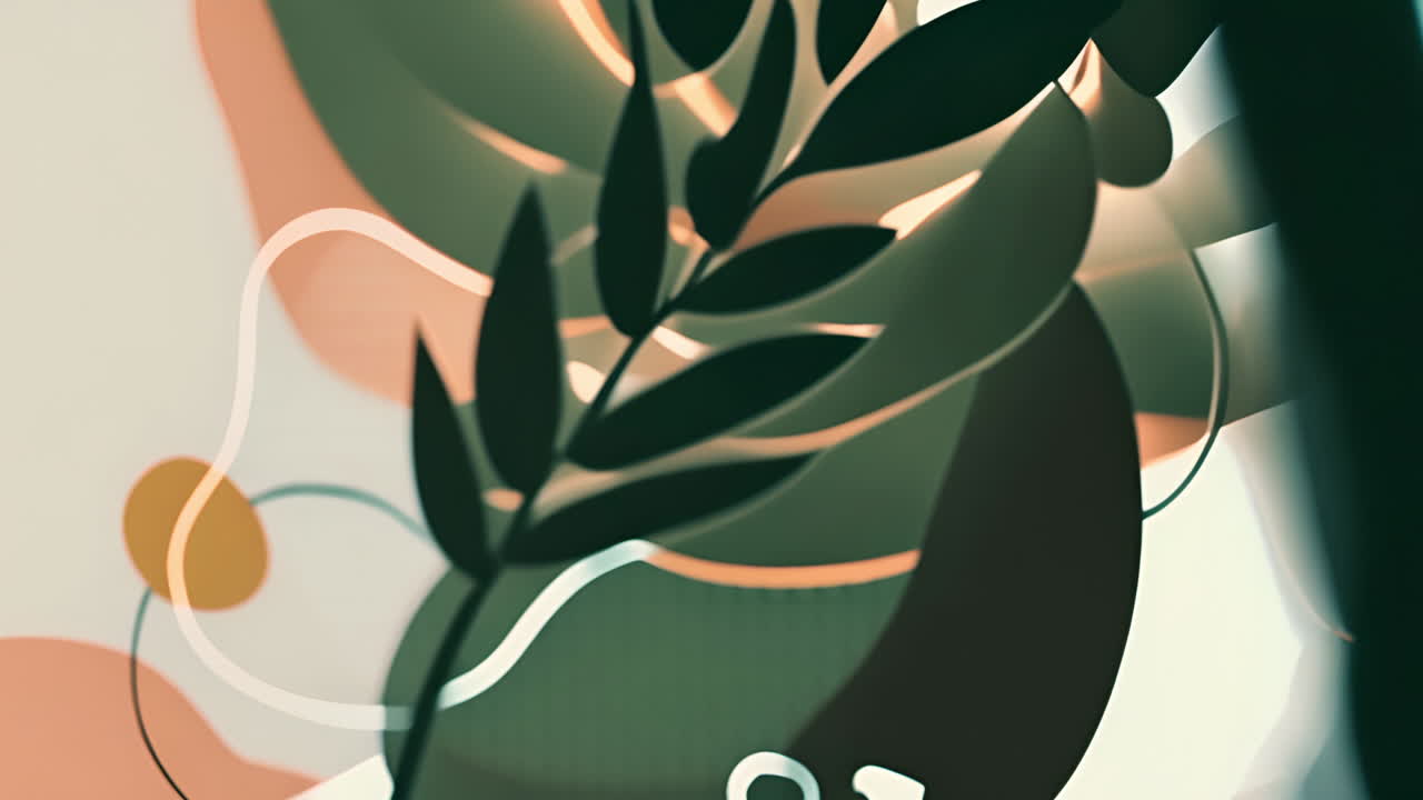 Abstract leaf and shapes animation with earthy tones and fluid lines