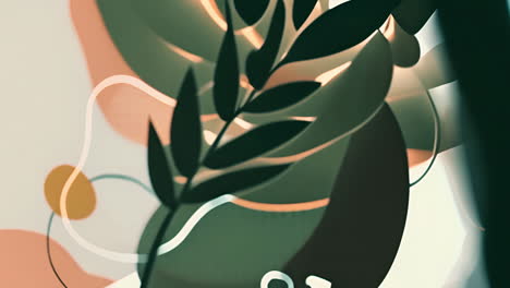 Abstract leaf and shapes animation with earthy tones and fluid lines