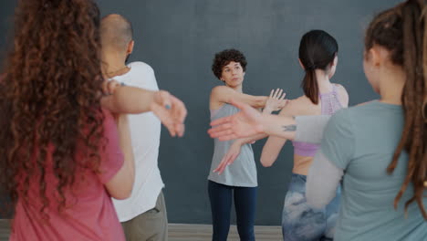 yoga class stretching session