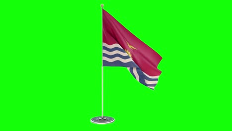 kiribati 3d illustration of the waving flag on a pole with chroma key