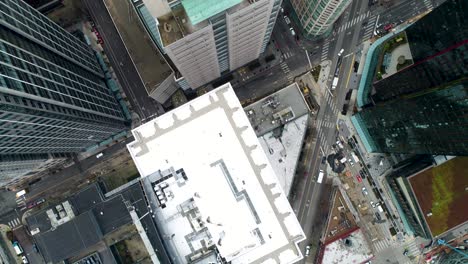 top down aerial of seattle's south lake union streets in 2017