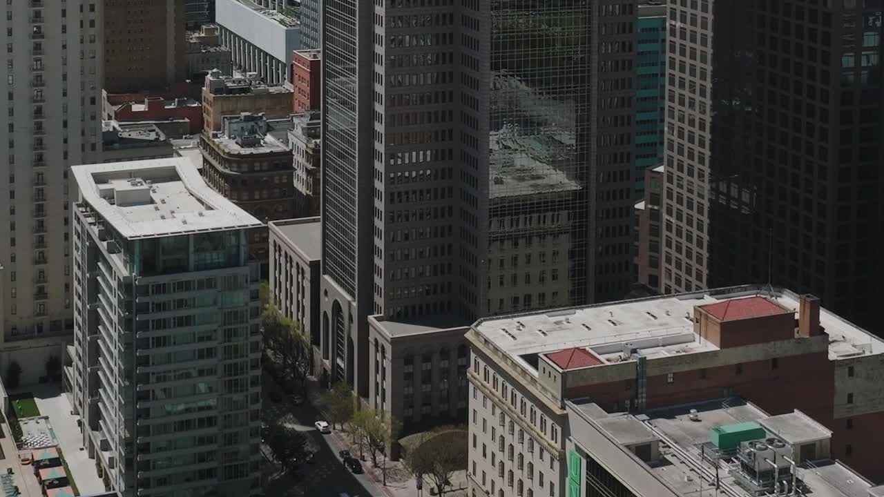 Vista del centro di Dallas, Texas, dall'alto con parchi ed edifici