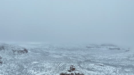 overcast sky down the winter landscape of red rock state park in sedona, arizona usa. aerial drone shot