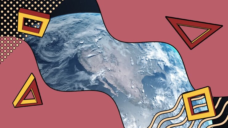 Animazione di forme astratte retrò sul pianeta Terra.