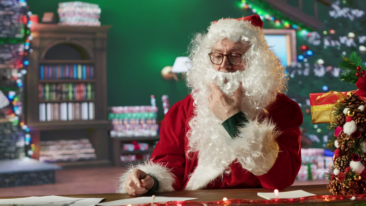 산타클로스가 크리스마스 편지를 읽는 것