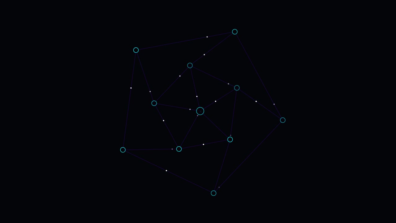 Abstract Geometric Network Animation Rotating on Dark Background