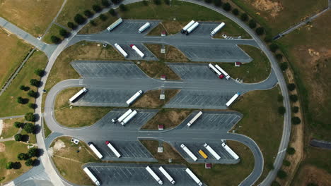 aerial view of a circular truck stop