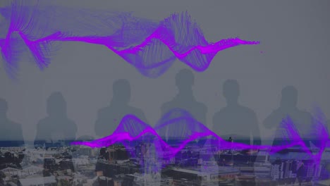 Animation-of-purple-wave-over-cityscape
