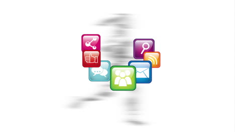 mujer corriendo a través de conexiones digitales