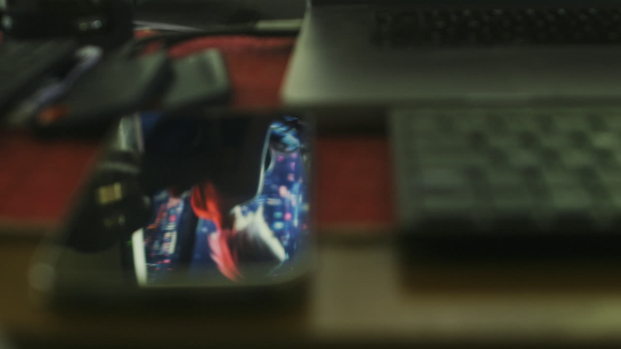 The reflexion of a screen.