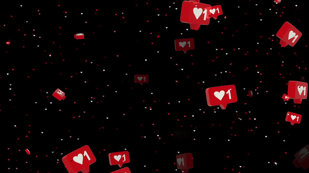 4K Abstract loopable flying social media notification like icon animation