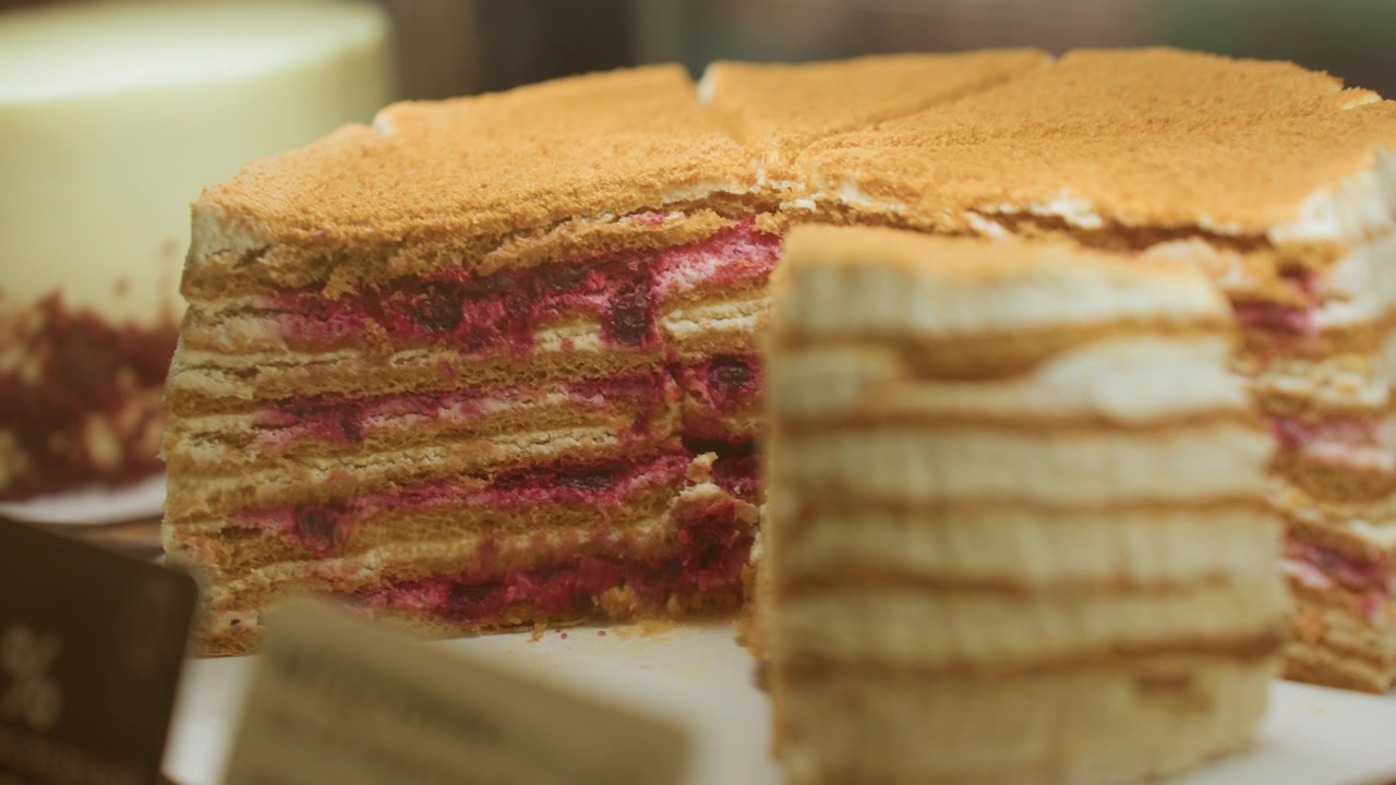 Delicious Layered Cake with Pink Berry Cream Filling