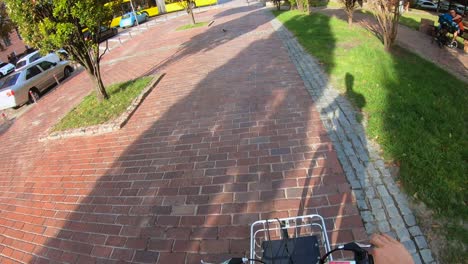 city street scene with people and bicycle