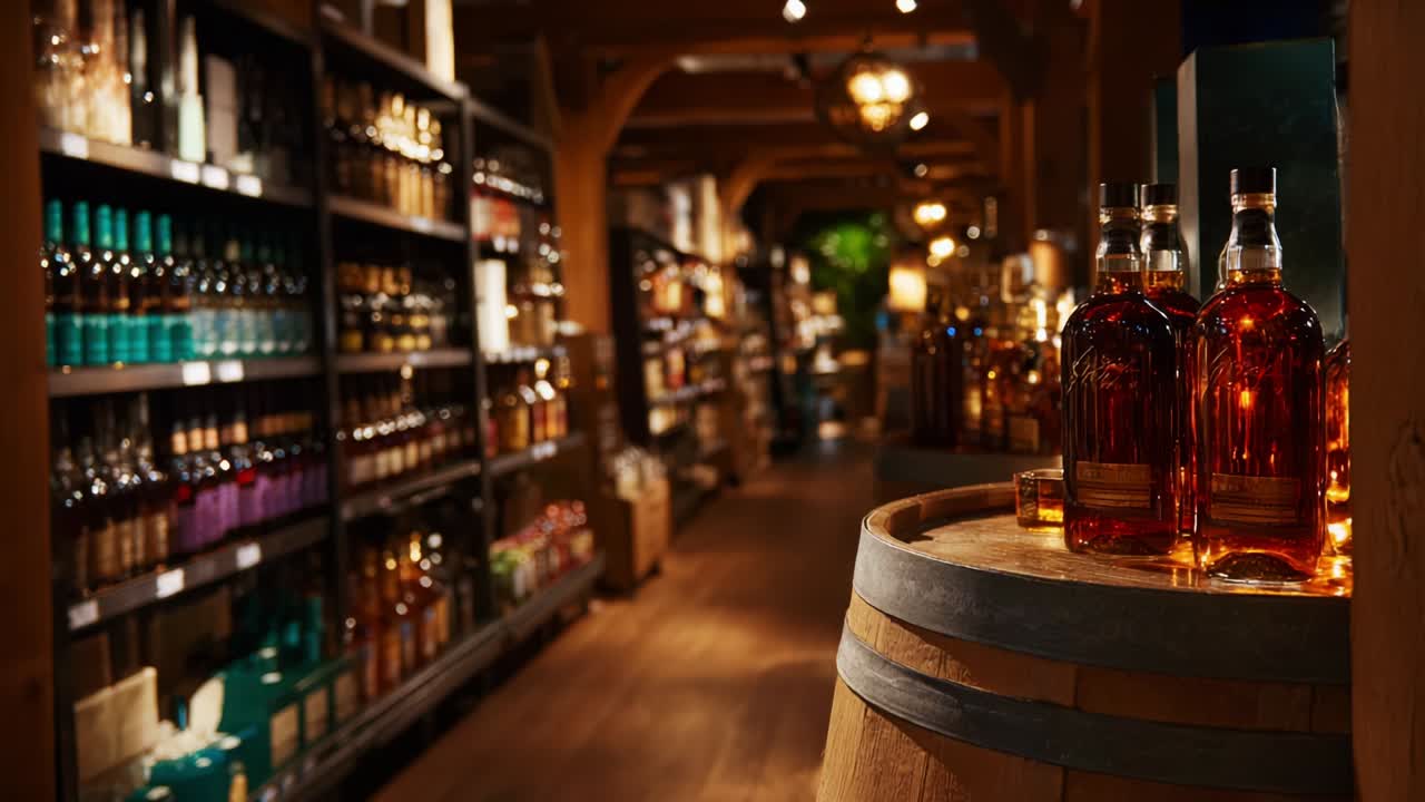 Liquor Store with Whiskey and Wine