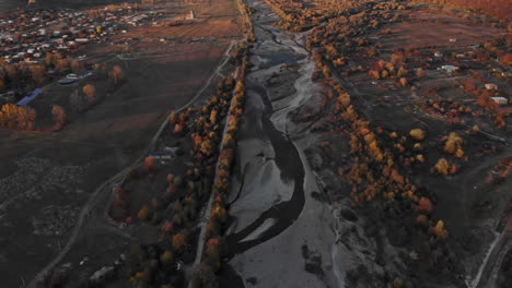 nearly dry remains of river in the republic of georgia